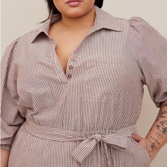 Torrid Striped Mini Cotton Poly Blouson Sleeve Shirt Dress 2X NWT 40056348 - Picture 14 of 16